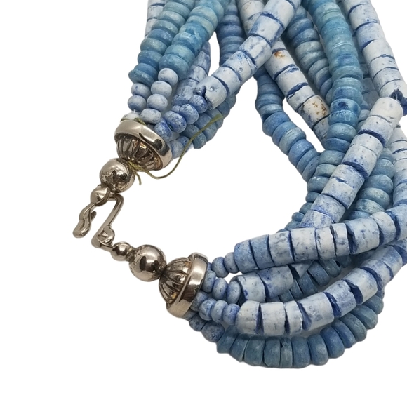 VINTAGE NATIVE AMERICAN DESIGN WOOD BEAD STATEMENT NECKLACE - Picture 6 of 6